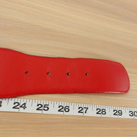 VALENTINO GARAVANI Belt Women 65 26 XS‎ Red Wide Leather Gold Buckle Chunky Wide main image 13